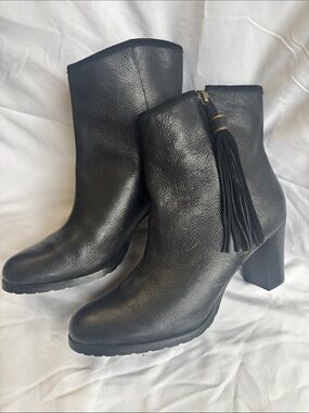 Lauren Ralph Lauren Black Leather Tassel Ankle Boots